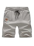 JMIERR Kurze Hosen Herren Shorts Herren Sommer Chino Baumwolle Elastische Taille mit Taschen Grau XL