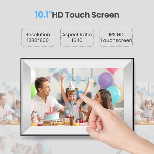 Frameo Digital Photo Frame 10.1 Inch Smart WiFi Digital Picture Frame, IPS Touch Screen, 32GB, Electronic Slideshow, Load from Phone App, Auto-Rotate, for Grandparents & Mothers Day