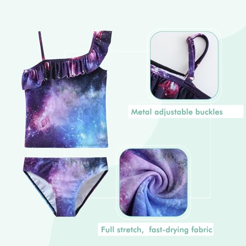 Image of Girls Two Piece Swimsuits Hawaiian Ruffle Tankini Swimwear Bathing Suit Set