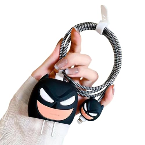 Image of EDNITA Charger Cable Protector with 3D Cute Batman Pattern for iPhone 18W & 20W Charger, Full Protection, Easy Installation, Durable Silicone Material