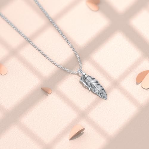 Diamond Feather Necklace for Women 925 Sterling Silver Feather Pendant Necklace Diamond Jewelry Gifts for Women Wife Valentine's Day Birthday3