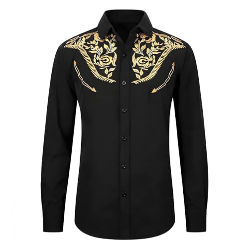 Chemise western homme brodée avec poches et coupe ajustée confortable