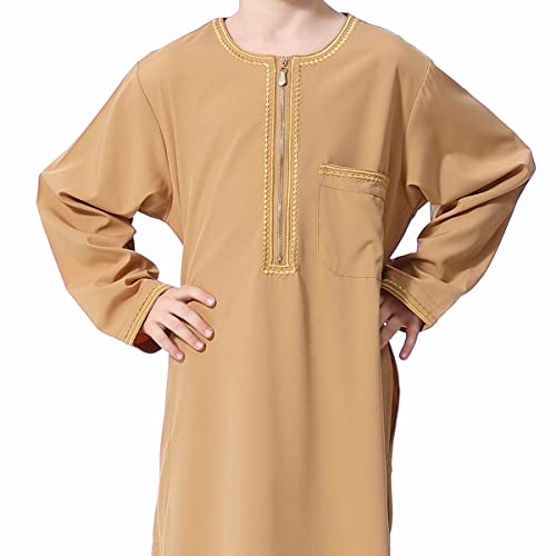 OLEMEK Arabic Thobe Muslim Thobe Boy’s Muslim Long Sleeves Kids Robe Islamic Boys Thobe4