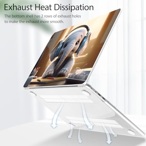 Image of Tuiklol for MacBook Air 13 inch Case M5 2026 M4 2025 M3 2024 M2 2022 Release Model A3449 A3240 A3113 A2681,Plastic Hard Shell Cover for MacBook Air 13.6 with Touch ID, Elephant