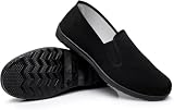 Pantofole in Stile Cinese Kung Fu Arti Marziali Tai Chi Scarpe Suola in Gomma Unisex Tutto Nero Taglia Uomo 6/Donna 7.5