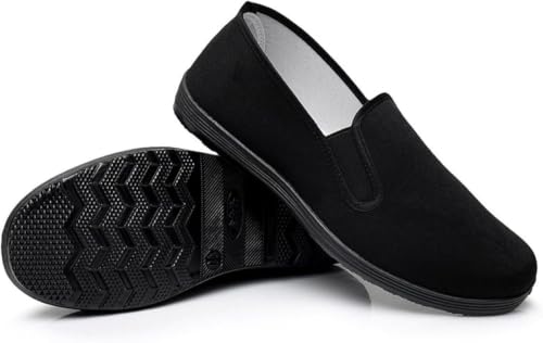 Image of Kung Fu Shoes for Men and Women, Tai Chi Martial Arts Canvas Slip-On Shoes Traditional Chinese Old Beijing Style with Flexible Textured Rubber Sole for Training, Walking and Everyday Wear