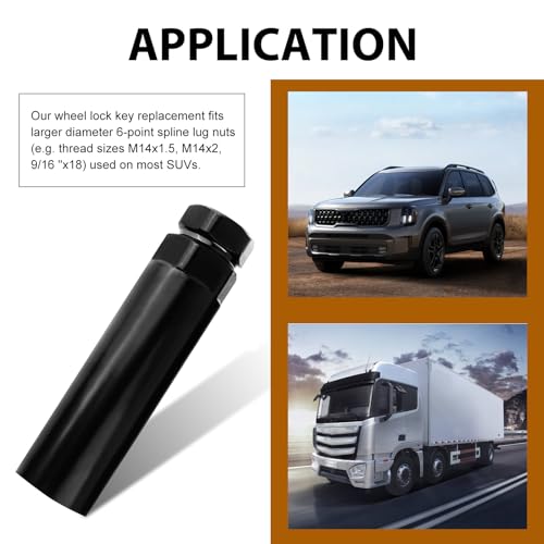 Image of MLY 6 Spline Lug Nut Socket, Lug Nut Removal Tool 3 /4 inch (19mm) & 13 /16 inch (21mm) Hex, Fuel Wheel Lock Key for Aftermarket Socket, Compatible with M14x1.5, M14x2, 9 /16 inchx18 (Black)