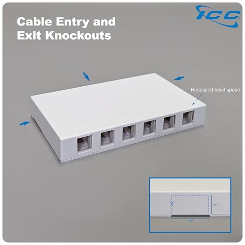 ICC 6-Port Surface Mount Box for Slim/Wide Keystone Jacks, White, 1-Pack by ICC - Used condition - Image 6