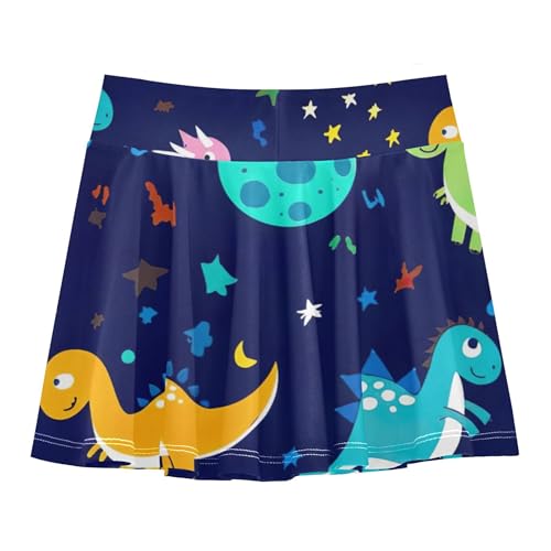 Joisal Girls' Shorts Athletic Skorts Tennis Skirts for Kids Blue Pink Girl Skort Colorful Dinosaurs Space Planets 3t2