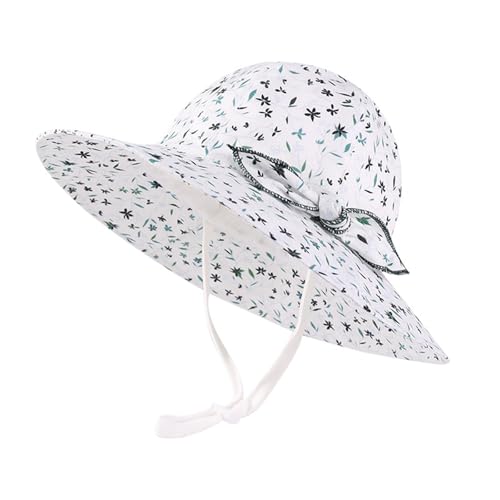 2026 Sombrero de sol con estampado floral para bebés y niñas con UPF 50+ ajustable para exteriores, sombrero de playa para niños pequeños de ala ancha, sombreros de pescador para niños, Verde claro