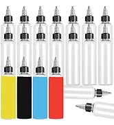 20 Pack Clear Dispensing Bottles, 8oz Round Plastic Squeeze Bottle with Twist Top Caps for Oils/L...