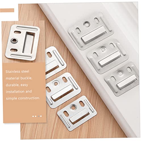 Image of CANIGHT 100pcs Wall Buckle Parts Flush Mount Brackets Picture Hanger Wpc Wall Panel Buckle French Cleat Hanger Z Clips Connector Dresser Mirror Brackets Flange Fixing Screw Stainless Steel