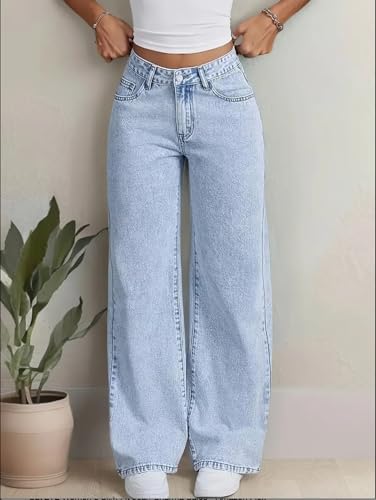 Image of Nifty Women's Denim Stretchable High Waist Light Wash Baggy Jeans || Back Pocket Bow tie Detail
