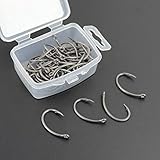  Leezo 50 Pcs/Lot Sea Offset Hook 2# 4# 6# 8# 10# Carp Fishing Soft Bait Hook Set Steel Wide Belly Crank Single Barbed Hooks Boxed Fishing Hook, Circle Hooks High Carbon Steel, Barb Fishing Hooks