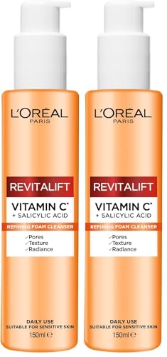 L’Oréal Paris Revitalift Clinical, Vitamin C + Salicylic Acid Foaming Cleanser, 150ml (Pack of 2)