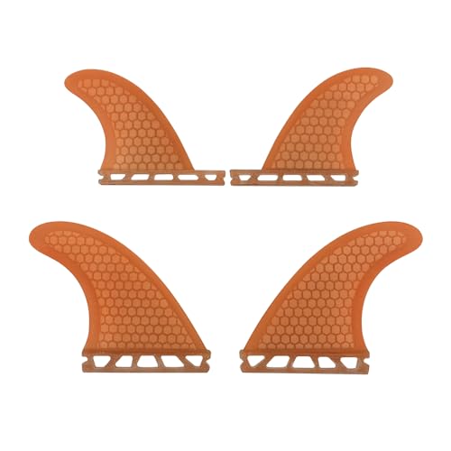 UPSURF Single Tab Surfboard Fin Fiberglass+Honeycomb Quad fin S/M Size (Orange G3+GL) - Thumbnail 2