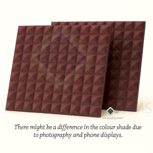 Image of YGM Acoustic Foams Pyramid Acoustic Panels 1 Foot x 1 Foot x 1 inch Thick | 50 Density Acoustical Sound Proof Foam for Room & Studio | Echo Reduction & Noise Absorption (Coffee Brown, Set of 108)