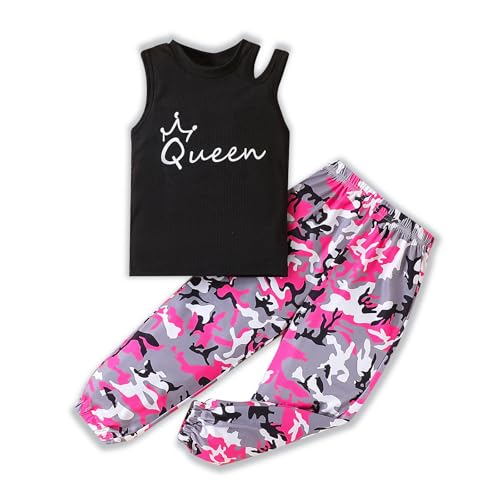 Image of Kid Girl Clothes Butterfly Patch T-Shirt Jogger Pants Ribbed 2PC Summer Fall Outfits Set