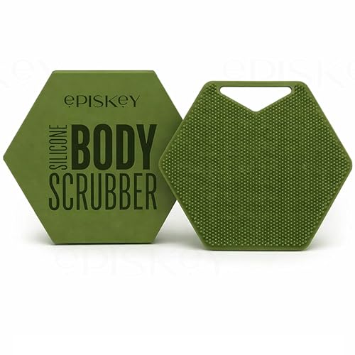 Image of Episkey Body Scrubber - Exfoliates & Deep Cleans - Silicone Shower & Bathroom Accessory with Bespoke Bristles and Ergonomic Handles (Army Green)