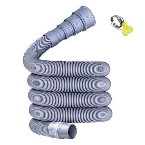 Beiyan 5M Zusammenklappbares Abwasserschlauch Wohnwagen mit Verstellbarem Adapter, Ablaufschlauch Waschmaschine für Wohnmobil, Anhänger und Wohnmobil Anhänger, auslaufsicher, platzsparendes Design
