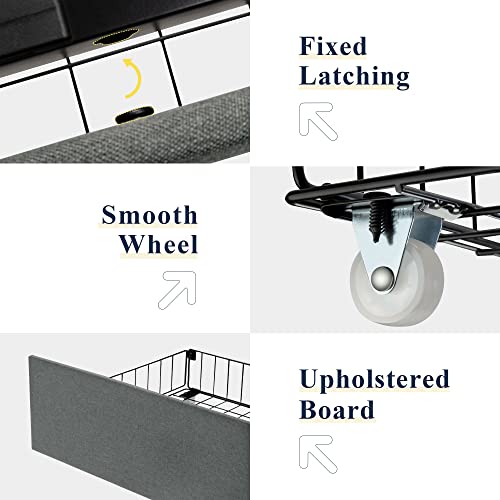 Allewie King Size Bed Frame With 4 Storage Drawers And Wingback Headboard, Button Tufted Design, No Box Spring Needed, Light Grey #TOP5