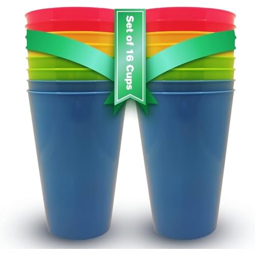 Vasos Plastico Duro Niños y Adultos (8 uds) Vasos Libres de BPA 450ml Vasos Camping Plastico Colores. Vasos Plastico Duro Reutilizables para Fiestas