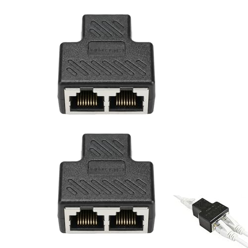Empalme RJ45,Conector ethernet Adaptador RJ45 Ethernet Splitter - Duplicador de Red para Conectar Dos Computadoras - Conector Ethernet de Alto Rendimiento - Pack de 2 Unidades