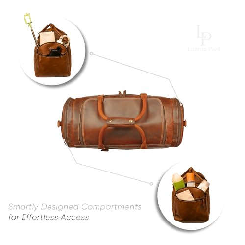 Premium Leather Duffel Bag – 21” Full Grain, Spacious Handcrafted Weekender Bag for Men & Women (Antique Tan)4