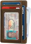 Furid Slim Genuine Leather Wallet: Small Card Wallets with ID Window - Minimalist RFID Comfortable Front Pocket Wallet for Men - 0.11-inches Thin Credit Card Holder for Men's Gift