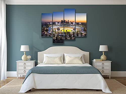 Los Angeles City Skyline With Stadium Canvas Wall Art Hanging Paintings Modern Artwork Abstract Picture Prints Home Decoration Gift Unique Designed Framed 4 Panel #TOP1