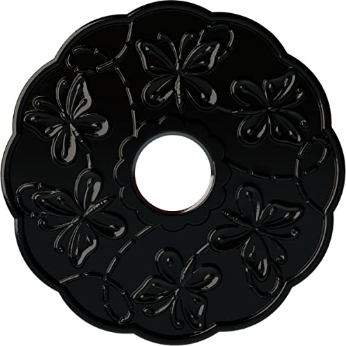 Image of Ekena Millwork CM17TSBPS - Terrones Butterfly - Ceiling Medallion, Black Pearl