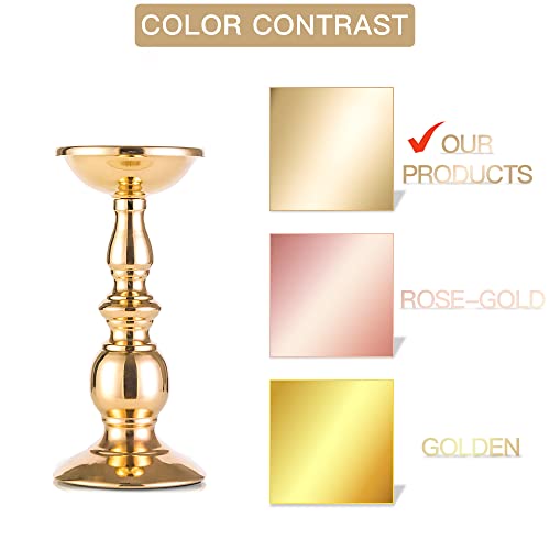 Set Of 2 Gold Candlestick Metal Pillar Candle Holders, Flameless Candlestick Holders Stand Centerpieces Decoration Ideal For Weddings, Special Events, Parties #TOP2