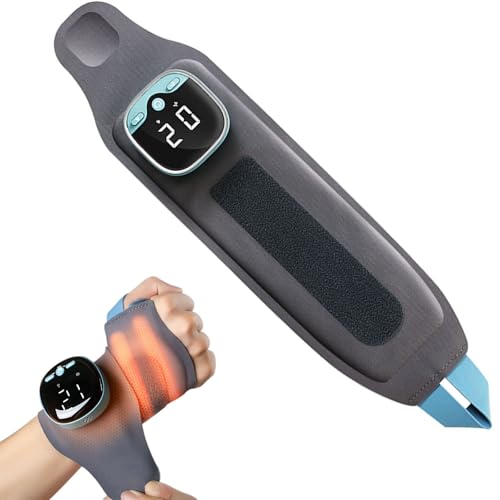 ems wrist massage,Masajeador de mano,masajeador de muñeca con 3 niveles de calor, 6 modos de masaje y 19 fuerza, masajeador de mano inalámbrico para aliviar la fatiga de la muñeca-grey