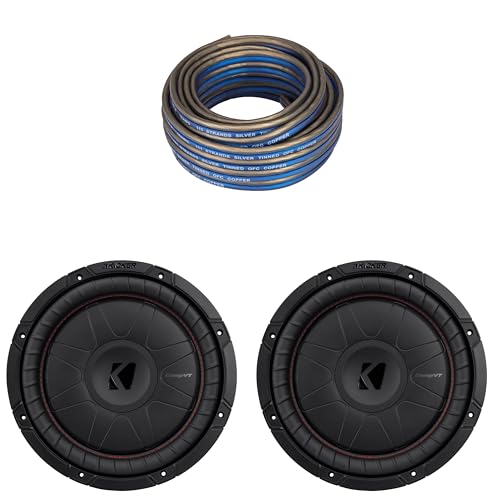 Kicker (2) 52CVT12 CompVT 12-Inch (300mm) Subwoofers, 2-Ohm w/Speaker Wire Bundle