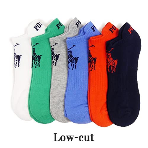 POLO RALPH LAUREN Men's 6-Pack Big Pony Low Cut Ankle Sock, Assorted, 10-133