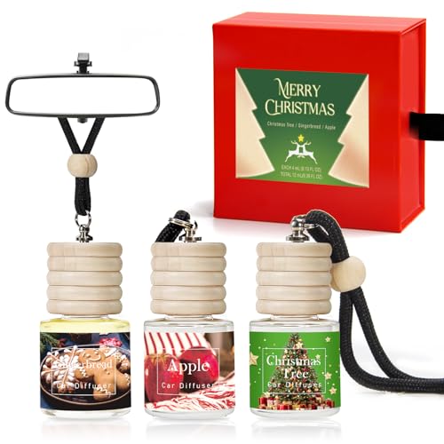 Hanging Car Air Freshener Apples Gingerbread Holiday Tree Essential Oil Car Diffuser Long Lasting Air Fresheners for Men Women 3 Pack