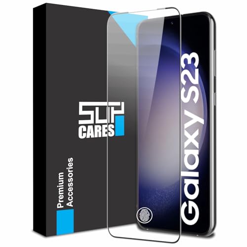 Image of SupCares Tempered Glass for Samsung Galaxy S22 and Galaxy S23 (6.1 Inch) With Installation Kit | 9H Edge to Edge Screen Protector | Black