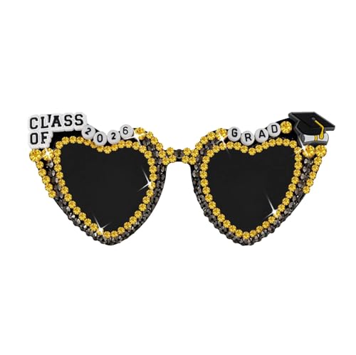 Qkdjksd Class of 2026 Graduation Glassses Photo Props Grad Decor Accessories Sunglasses Party Favor Decorations (Black)
