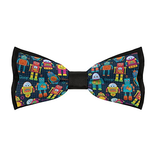 Cute Robots Bow Ties Adjustable Pre-Tied Formal Bowties for Men Teens