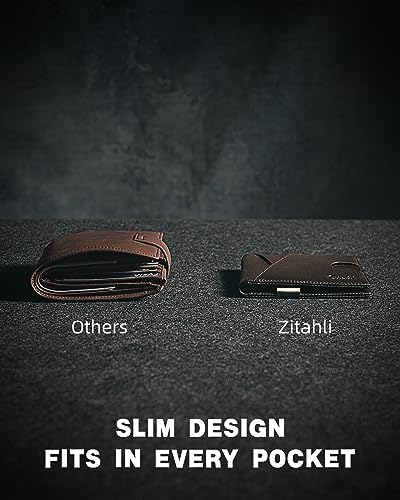 Image of Zitahli Slim Wallet for Men,RFID Blocking Leather Bifold with Money Clip | Minimalist Front Pocket Design, Holds 12 Cards, RFID Protection, Gifts for Men on Birthdays, Father's Day, and Christmas