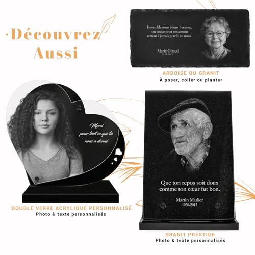 Plaque funéraire gravée au laser ETERNEL en souvenir d'un proche