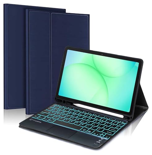 Image of ProElite TouchPad Keyboard case for Samsung Galaxy Tab A11 8.7 inch /A9 8.7 inch with S Pen Holder, Magnetic Detachable Wireless Bluetooth TouchPad Keyboard Built-in 7-Colors Backlit, Dark Blue