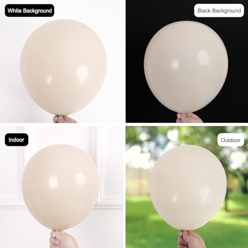 Image of RUBFAC 135pcs Sand White Balloons Cream Beige Latex Balloon, Different Sizes 18 12 10 5 Inch for Garland Arch Wedding Birthday Party Baby Shower Anniversary Boho Decorations
