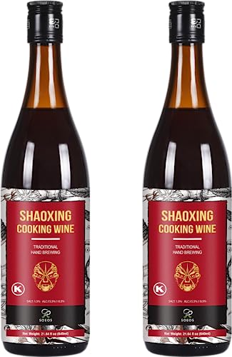 Soeos Shaoxing Cooking Wine, Shaoxing Rice Wine, Chinese Cooking Wine, Rice Cooking Wine, Shaoxing Wine Chinese Cooking Wine, Shao Hsing Rice Wine, 21.64 fl oz (640 ml), 2 Packs, Regular Cooking Wine