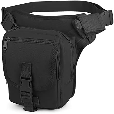 Huntvp Military Tactical Molle Drop Leg Bag Cross Over Leg Rig Thigh Pack Waist Bags for Motorcycle Cycling Riding Outdoors Camping Hiking