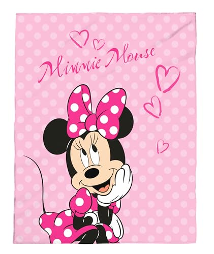 Disney Minnie Mouse Flanell Flauschdecke Kuscheldecke 130 x 160 cm Tagesdecke, Überwurf