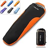 Camping Sleeping Bag Adult For 0 degree to 20 Degrees Fahrenheit 4 Season Envelope Mummy Outdoor Lightweight Portable Waterproof Perfect Traveling,Hiking Activities(Dark Grey & Red / Left Zip, Mummy)