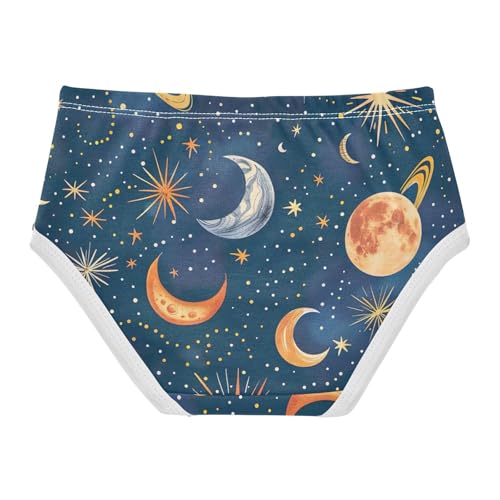 Colorful Stars Moons Planets Blue Toddler Girl Undies, Kids Underwear, 2T–8 Years2
