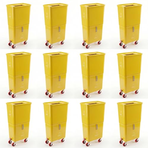 Volume Offer (12-Pack) Commercial Beverage Disposal Bin, Drink Dump Bin with Liquid & Solid Waste Separation, Rolling Waste Station, Lobby Bin (Yellow (12-Pack))