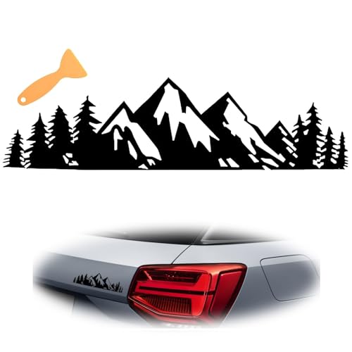 Image of ijuicy Snow Mountain Sticker Decal, 7 inch Waterproof Trunk Logo Decal Sticker with Scraper, Car Body Trunk Self-Adhesive Decoration Decals Stickers, Universal for Most Cars (Black)